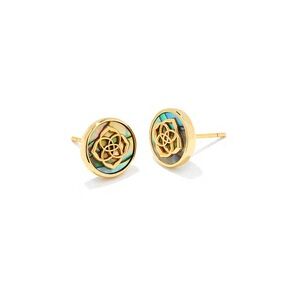 Kendra Scott Stamped Dira Gold Stud Earrings in Abalone